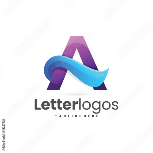 logo letter A with waves concept