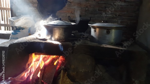 javanese Traditional kitchen that uses a stove as a fire with wood as fuel