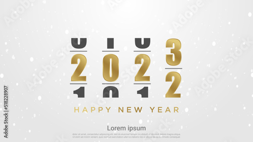 Happy new 2023 year with gold loading number  background	
