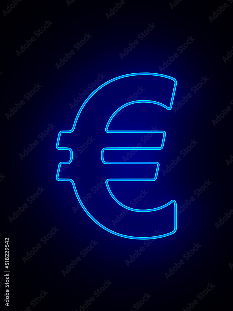neon symbol euro on dark background. 3d illustration neon symbol euro on dark background. 3d illustration