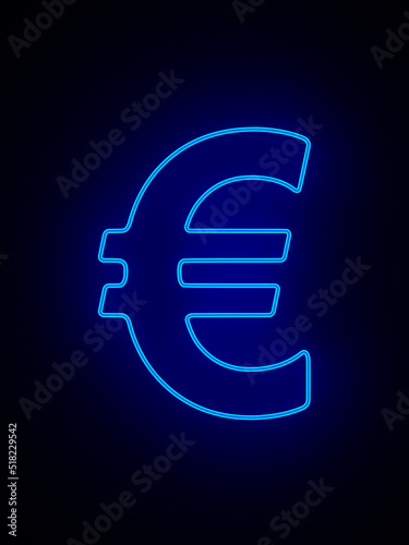 neon symbol euro on dark ba...