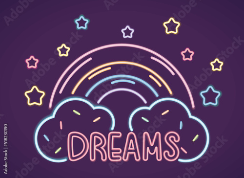 dreams rainbow neon