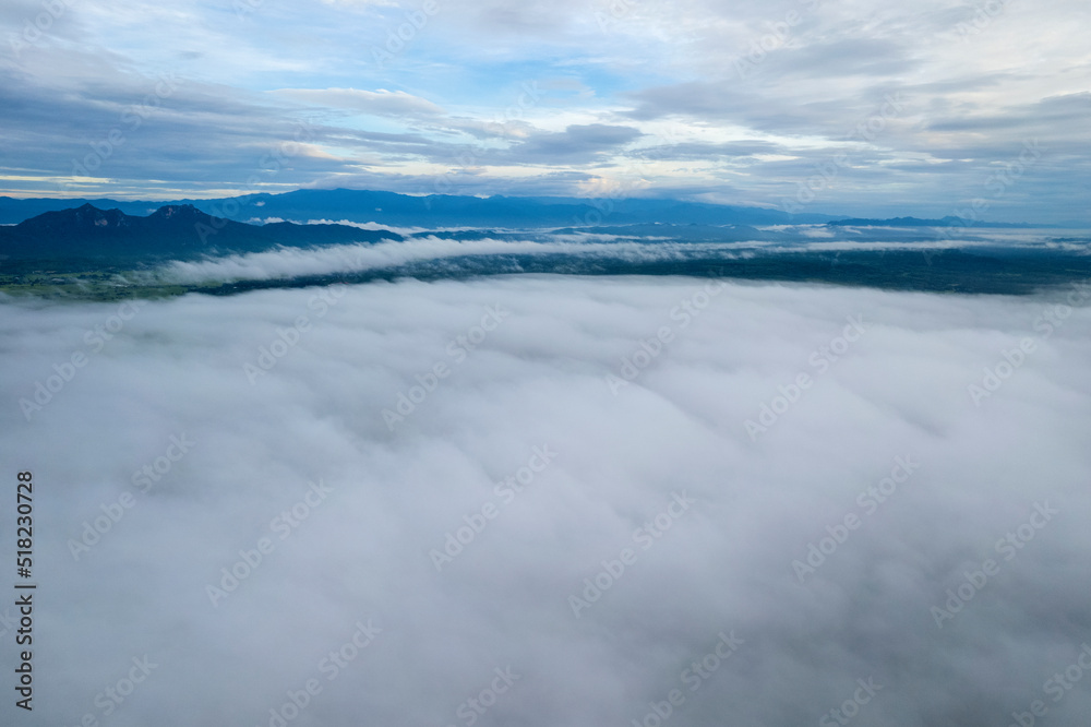 Top view Landscape of Morning Mist with Mountain Layer at north of Thailand