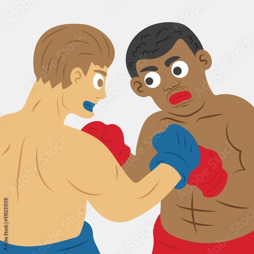 illustration of boxing man fight each other