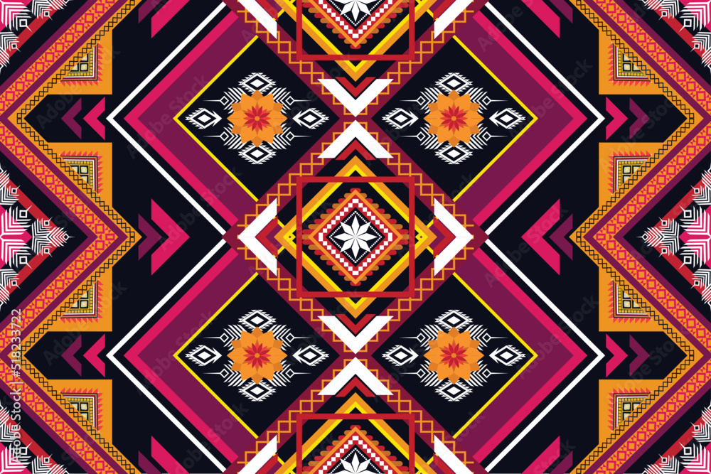 Geometric ethnic flower pattern for background,fabric,wrapping,clothing,wallpaper,Batik,carpet,embroidery style. Geometric ethnic flower pattern for background,fabric,wrapping,clothing,wallpaper,Batik,carpet,embroidery style.