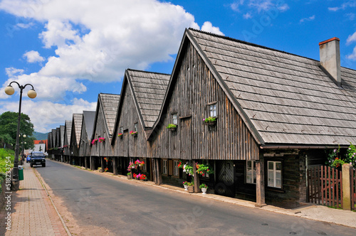 'Twelve Apostles' - houses weavers in village Chelmno Slaskie, Lower Silesian voivodeship, Poland. 