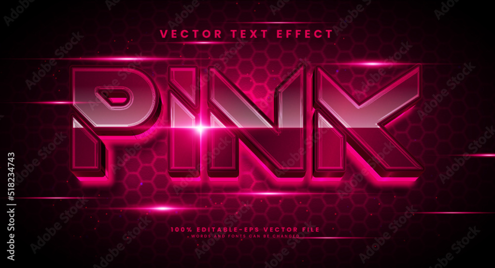 Obraz premium Luxury pink 3d editable vector text effect with modern light concept.