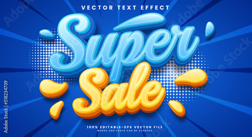 Super sale editable vector text effect with blue luxury concept.