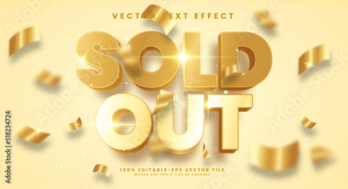 Sold out 3d editable vector text effect with luxury concept.
