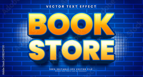 Book store editable vector text effect with blue color.