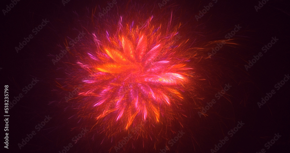 3D rendering abstract multicolor fractal light background