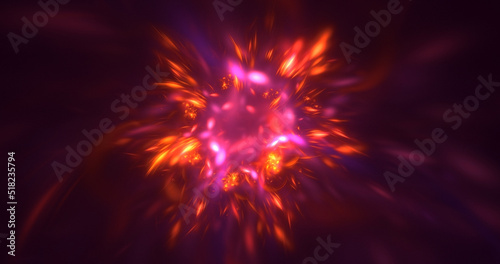 3D rendering abstract multicolor fractal light background