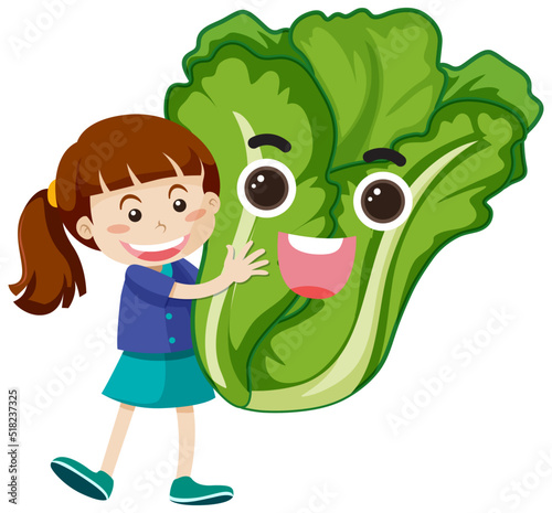 A lettuce cartoon character