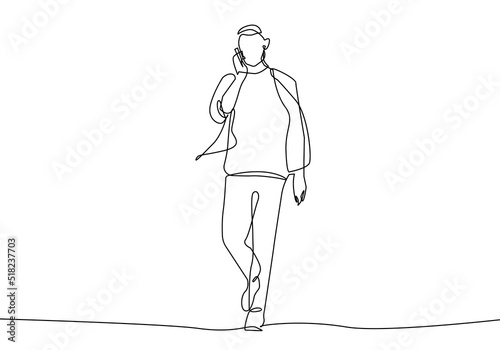 Continuous One Line Drawing of Man Walking. Man Body Line Art Drawing for Wall Decor, Print, Poster. Minimalist Illustration for Spa, T-shirt, Wall Art, Textile, Social Media. Vector EPS 10