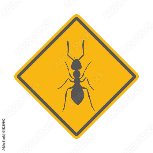 Ant danger sign. Insect warning. Vector illustration.