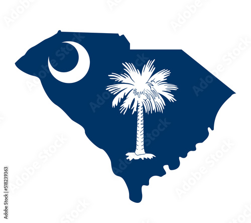 south carolina flag in state shape icon
