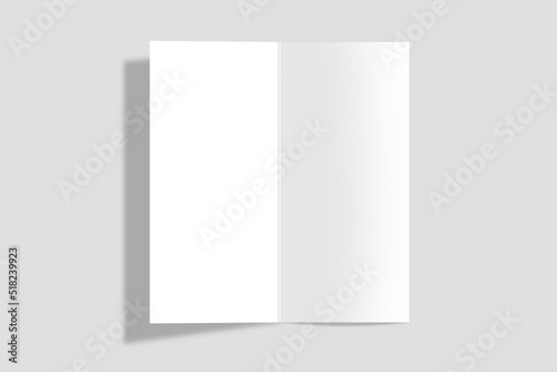 Blank tri fold brochure mock up. Open and closed booklet template.