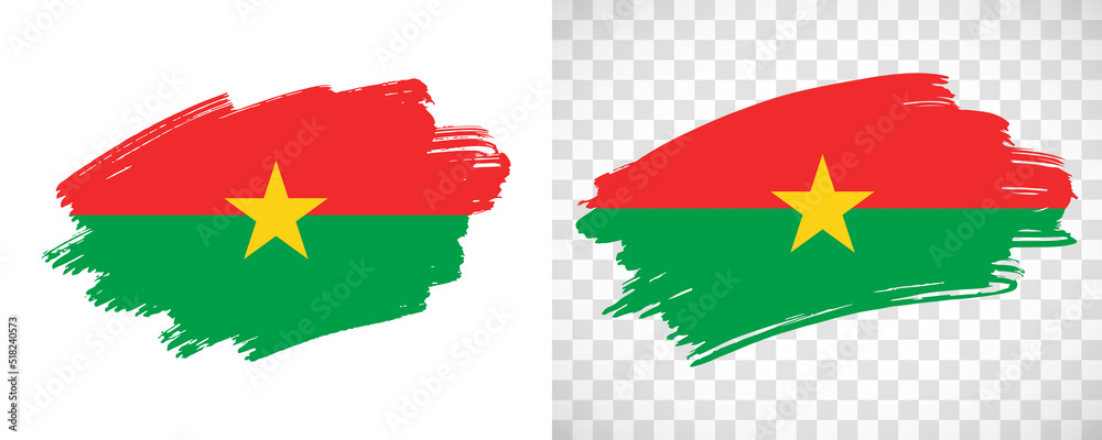 Artistic Burkina Faso flag with isolated brush painted textured with transparent and solid background Artistic Burkina Faso flag with isolated brush painted textured with transparent and solid background