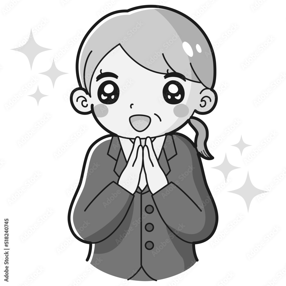 ときめくシニア女性のイラスト（スーツ）