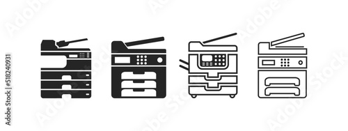 Photocopy machine icon set design template vector isolated illustration
