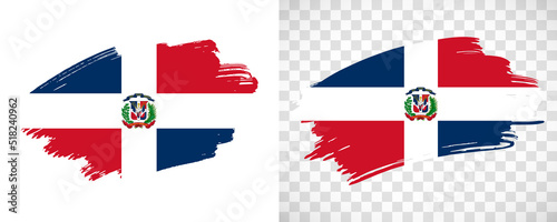 Artistic Dominican Republic flag with isolated brush painted textured with transparent and solid background