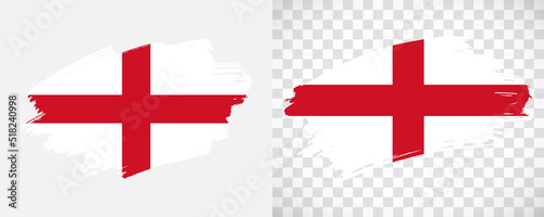 Artistic England flag with isolated brush painted textured with transparent and solid background