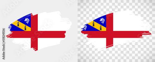 Artistic Herm flag with isolated brush painted textured with transparent and solid background