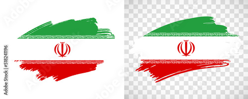 Artistic Iran flag with isolated brush painted textured with transparent and solid background