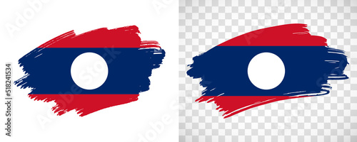 Artistic Laos flag with isolated brush painted textured with transparent and solid background