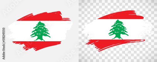 Artistic Lebanon flag with isolated brush painted textured with transparent and solid background photo