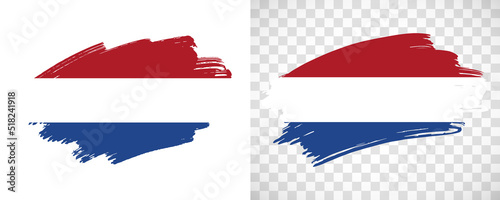 Artistic Netherlands flag with isolated brush painted textured with transparent and solid background