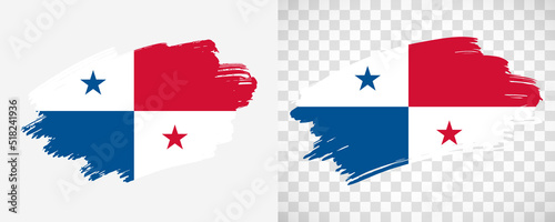 Artistic Panama flag with isolated brush painted textured with transparent and solid background