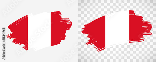 Artistic Peru flag with isolated brush painted textured with transparent and solid background