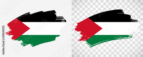 Photos Artistic Palestine flag with isolated brush painted textured with transparent an