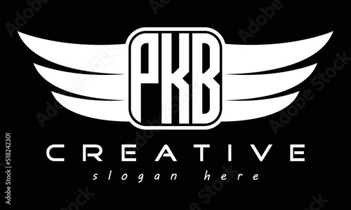 PKB three Letter wing minimalist creative concept icon eagle symbol professional logo design, Vector template