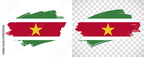 Free Download Artistic Suriname flag with isolated brush painted textured with transparent and solid background - GFXLoad