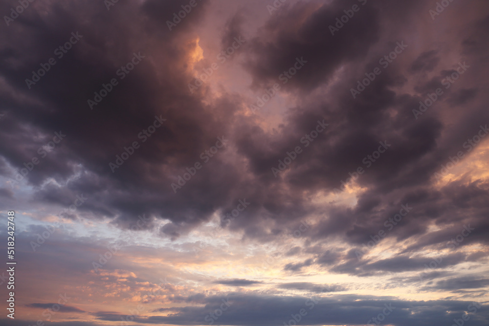 Picturesque view of sunset sky with beautiful clouds