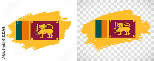Artistic Sri Lanka flag with isolated brush painted textured with transparent and solid background