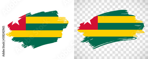 Artistic Togo flag with isolated brush painted textured with transparent and solid background