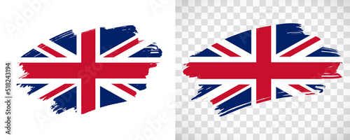 Artistic United Kingdom flag with isolated brush painted textured with transparent and solid background