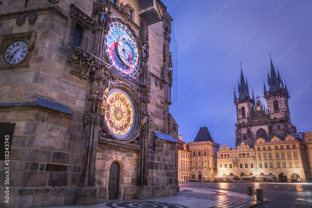 Obraz premium Prague old town square with astronomical clock, Czech Republic