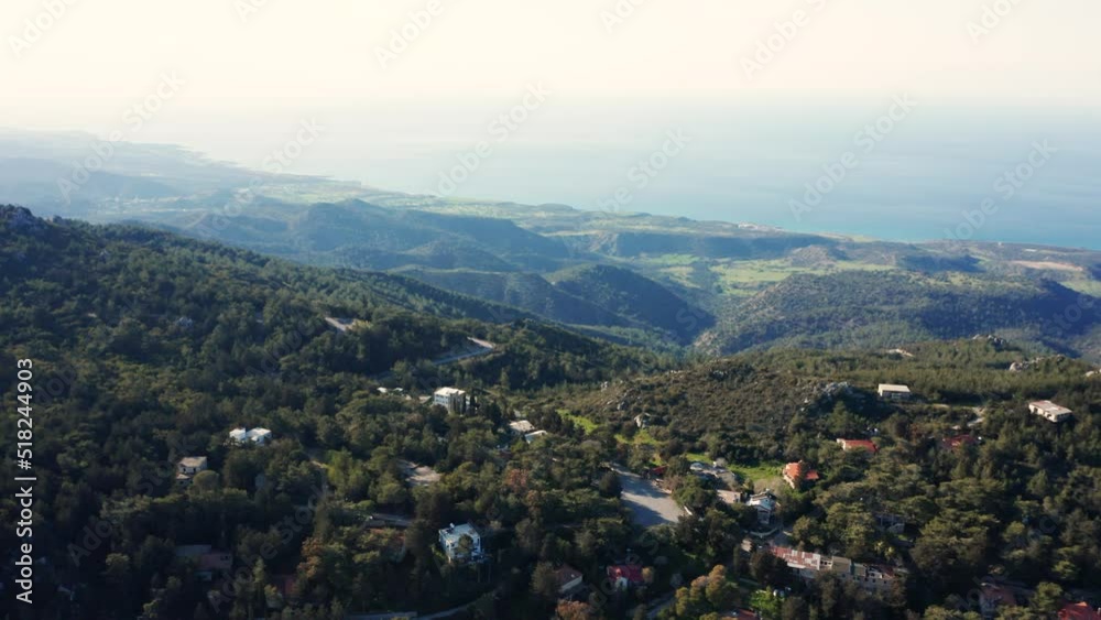 Aerial view of Kyrenia mountains and coast of Mediterranean Sea, Cyprus Aerial view of Kyrenia mountains and coast of Mediterranean Sea, Cyprus