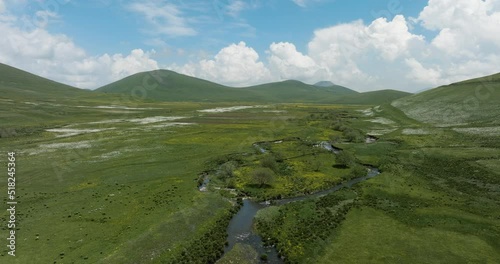 Flying Through Ktsia-Tabatskuri Managed Reserve In Samtskhe-Javakheti Region Of Georgia. Aerial Drone Shot photo