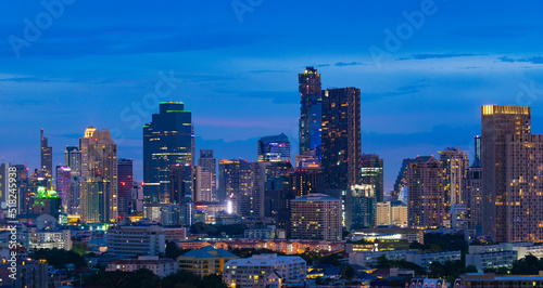 Bangkok city skyline at night view, blue hour background. © newroadboy