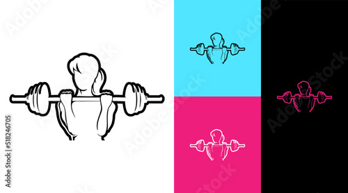 Woman Weight Lifting Muscle Fitness Gym Icon Logo Design Concept