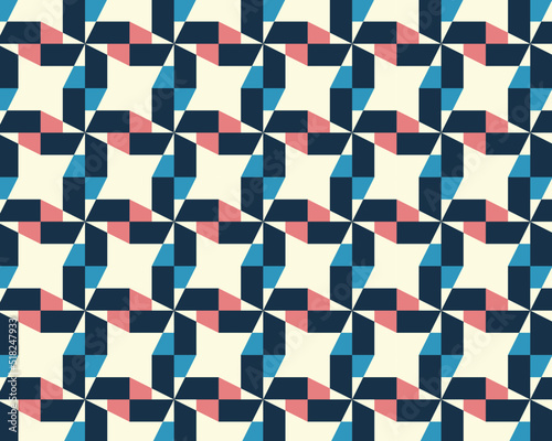 Geometric abstract seamless pattern, with retro color combination. Background