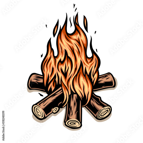 camp fire vector illustration, camp fire icon