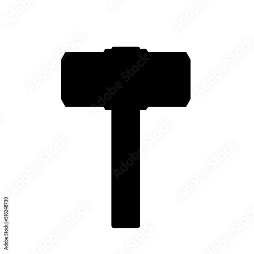 Large hammer vector silhouette black color isolated. Sledgehammer vector.