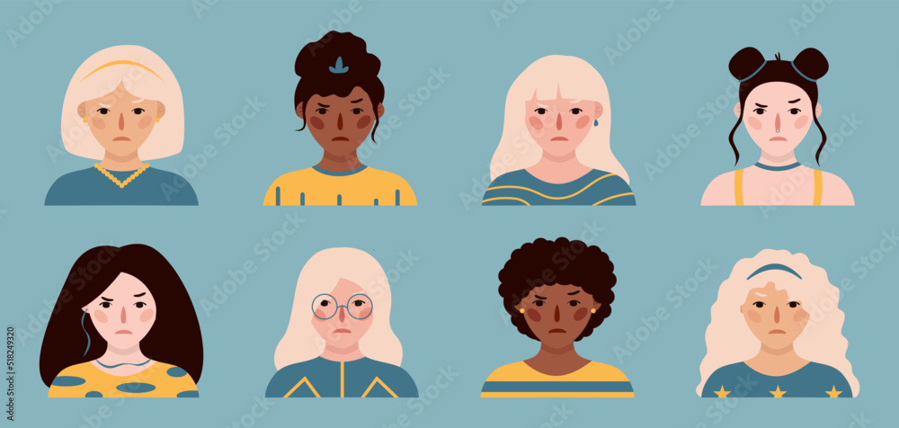 Girls portraits. Set of vector Girls portraits. Set of vector