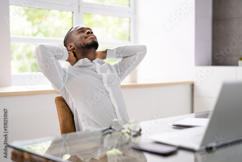 Advisor Man Relaxing In Office Chair